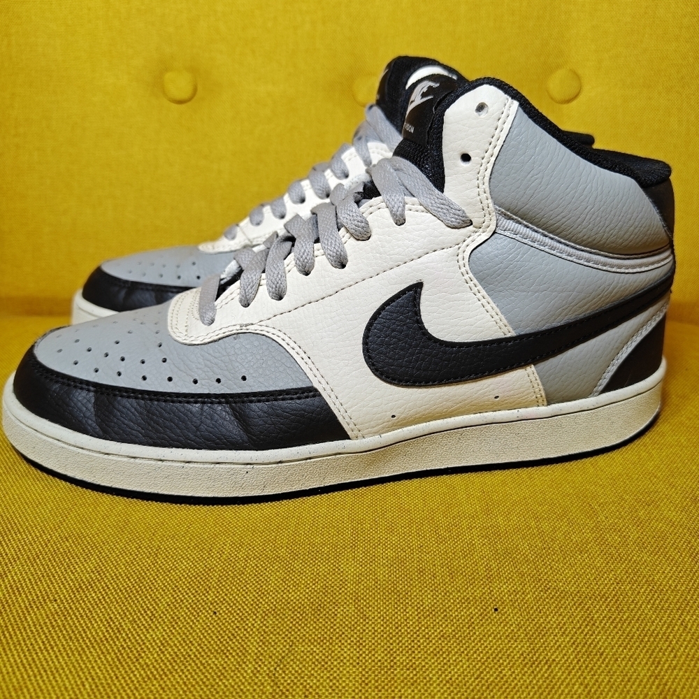 Nike Court Vision Mid Next Nature Grey/Black Classic Retro Leather Mens Shoe 8.5